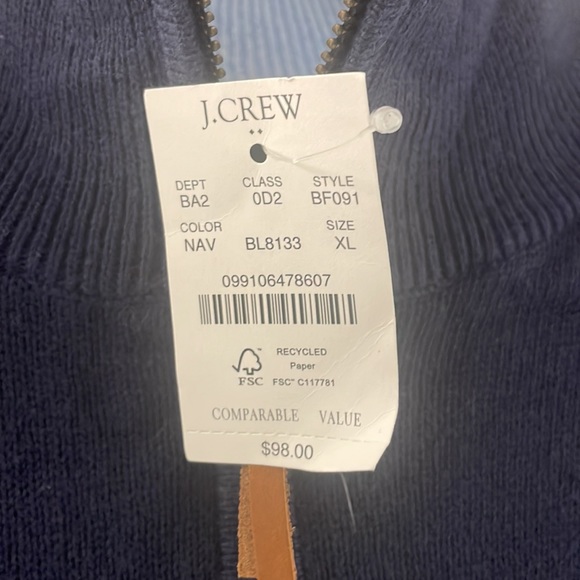 XL JCrew Navy Quarter Zip Sweater - Picture 2 of 2